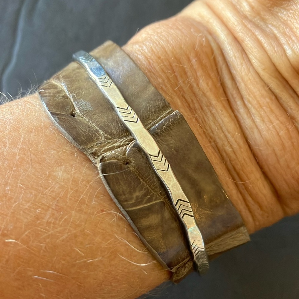 The Woods fine jewelry bracelet in leather and sterling.